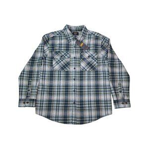 Lee Mens Flannel L Plaid Button-Up Shirt Double Chest Pockets Soft Handfeel